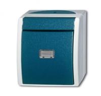 Переключатель 1-клавишный, с подсветкой, IP44, для открытого монтажа, серия ocean, цвет серый/сине-зелёный | 1085-0-1613 2CKA001085A1613 ABB
