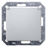 Розетка SCHUKO 10A DC/16А AC 250В с заземлением крышкой механизм алюминиевый металлик DELTA I-SYSTEM Siemens 5UB1937