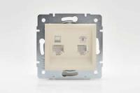 Механизм розетки компьютерн. + телеф. СП KARINA RJ11 RJ45 крем LEZARD 707-0388-143