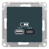 Розетка USB AtlasDesign тип A+C 5В/2.4А 2х5В/1.2А механизм изумруд SchE ATN000839 Schneider Electric