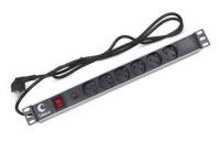 Блок евророзеток PDU-6P-F-2EU для 19дюйм шкафов горизонт. 6 розеток фильтр 16А выкл. шнур 2м алюмин. корпус немецкий стандарт Cabeus 7296c