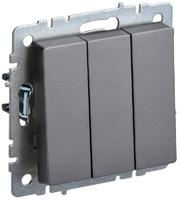 Выключатель 3-кл. СП BRITE ВС10-3-0-БрС 10А сталь IEK BR-V30-0-10-K46 (ИЭК)