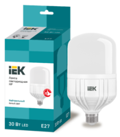 Лампа светодиодная HP 30Вт 4000К нейтр. бел. E27 230В IEK LLE-HP-30-230-40-E27 (ИЭК)