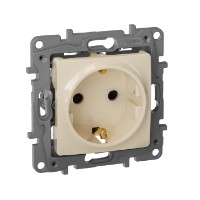 Розетка 1-м СП Etika 16А IP31 250В 2P+E с заземл. защ. шторки немецк. стандарт винт. клеммы механизм сл. кость Leg 672322 Legrand