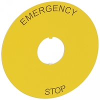 Этикетка круглая 80мм надпись "EMERGENCY STOP" желт. Osmoz Leg 024179 Legrand