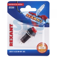 Выключатель-кнопка 250V 1А (2с) ON-OFF красная (PBS-11А) (в упак. 1шт.) | 06-0314-A REXANT
