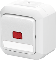 Выключатель одноклавишный ABB Variant+ IP54 двухполюсный с контрольной подсветкой белый и полем для надписи - 2CHN580253C4500