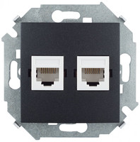 Розетка компьютерная 2-м СП Simon15 RJ45 механизм графит Simon 1591593-038