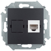 Розетка компьютерная Simon15 RJ45 кат.5E UTP Systimax механизм графит Simon 1591598-038
