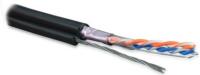 Кабель витая пара, экранированная F/UTP, категория 5, 2 пары (24 AWG), одножильный, экран - фольга, с металлическим тросом, внешний, PE, -40°C–+60°C, черный (500 м) Hyperline 236277