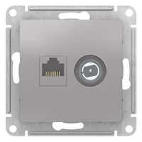 Механизм розетки 2-м ATLAS DESIGN комп. RJ45 кат.5E+TV алюм. SchE ATN000389 Schneider Electric