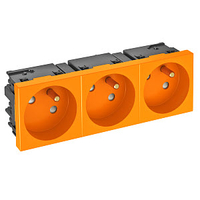 Розетка тройная 33° Modul45connect, франц. стандарт, 250 В, 16A (оранжевый) (STD-F3C ROR3) | 6120694 OBO Bettermann