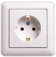 Розетка 1-м СП W59 16А IP20 с заземл. без защ. шторок бел. SchE RS16-154-18 Schneider Electric