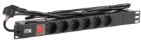 Блок розеток (PDU) ITK 6 DIN49440 с LED выключателем 1U шнур 2м вилка DIN49441 профиль из ПВХ черный (нем.станд) - PH12-6D1-P IEK (ИЭК)