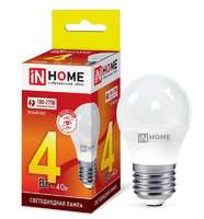 Лампа светодиодная LED-ШАР-VC 4Вт 230В Е27 3000К 360Лм | 4690612030579 IN HOME