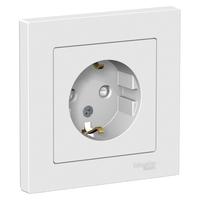 Розетка 1-м СП AtlasDesign 16А IP20 с заземл. защ. шторки в сборе бел. SchE ATN000144 Schneider Electric