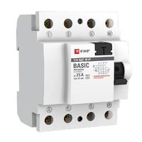 Выключатель дифференциальный (УЗО) УЗО 4P 25А/30мА (электронное) Basic | elcb-4-25-30e-sim EKF