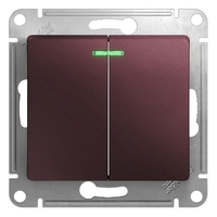 Выключатель 2-кл. СП Glossa 10А IP20 (сх. 5а) 10AX с подсветкой механизм баклажан. SchE GSL001153 Schneider Electric