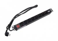 Блок розеток 8 мест PDU (немец. станд.) PH12-8D1-P 19дюймов DIN49440 с LED выкл. ПВХ 1U шнур 2м ITK IEK (ИЭК)