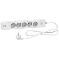 Удлинитель UNICA EXTEND 5 розеток 2К+З кабель 1.5 2 USB бел. SchE ST945U1W Schneider Electric