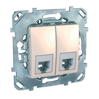 Механизм розетки телефонной 2-м СП Unica RJ11 беж. SchE MGU5.9090.25ZD Schneider Electric