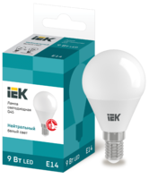 Лампа светодиодная Eco G45 9Вт шар 4000К нейтр. бел. E14 230В IEK LLE-G45-9-230-40-E14 (ИЭК)