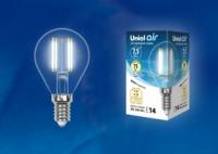 Лампа светодиодная LED-G45-7,5W/NW/E14/CL GLA01TR LED. "шар", прозр серия Air. 4000K | UL-00003254 Uniel