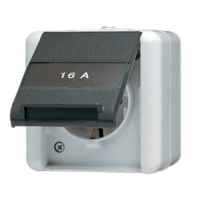 Розетка штепсельная SCHUKO с полем для надписи накладная IP44 JUNG 820NAW