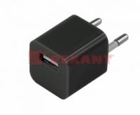 Устройство зарядное сетевое квадрат USB (СЗУ) (1000mA) черн. Rexant 18-1910