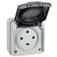 Розетка 1-м ОП Plexo 20А IP55 3P+E винт. клеммы сер. Leg 091656 Legrand