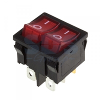 Выключатель клавишный 250В 6А (6с) ON-OFF красн. с подсветкой ДВОЙНОЙ Mini (RWB-305) Rexant 36-2160
