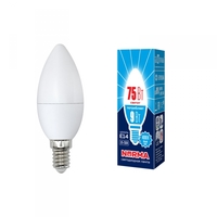 Лампа светодиодная LED-C37-9W/NW/E14/FR/NR светодиодная. Форма свеча, матовая. Серия Norma. Белый свет (4000K). Картон. ТМ Volpe Uniel UL-00003803