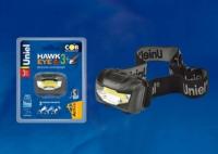 Фонарь налобный S-HL017-C Black Стандарт «Hawkeye- 3Watt+» пластик COB, 3хААА н/к. Упаковка кламшелл. | UL-00001379 Uniel