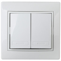 Выключатель двойной, 10А-250В, IP20, СУ, Plano, белый | Б0027601 Intro ЭРА (Энергия света)