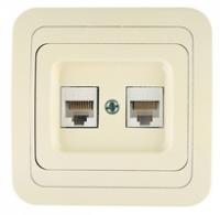 Розетка компьютерная 2-м СП Mimoza 16А IP20 крем/крем Makel 25036