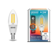 Лампа светодиодная филаментная Smart Home DIM+CCT E14 C35 4,5 Вт 2000-6500 К 1/10/40 | 1250112 Gauss