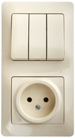 Блок комбинированный GLOSSA розетка+ выкл. 3-кл. беж. SchE GSL000276 Schneider Electric