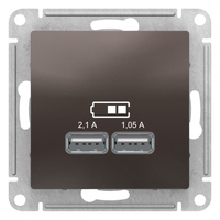 Розетка ATLASDESIGN USB 5В 1 порт x 2,1 А 2 порта х 1,05 механизм мокко - ATN000633 Schneider Electric