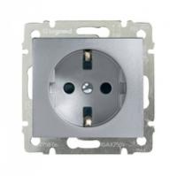 Механизм розетки 1-м СП Valena 16А IP21 230/250В 2P+E с заземл. защ. шторки на винтах алюм. Leg 770121 Legrand