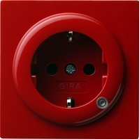 Розетка Gira S-Color 1-мест. 1мод. механизм с накладкой З/К скр. уст-ки16А 220-250В IP20 красн. | 018243