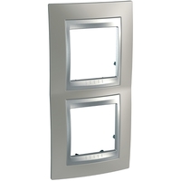 Рамка 2-м Unica Top верт. никель/алюм. SchE MGU66.004V.039 Schneider Electric