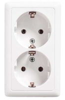 Розетка 2-м СП Хит 16А 250В без защ. шторок с заземл. бел. SchE RS16-236-B Schneider Electric