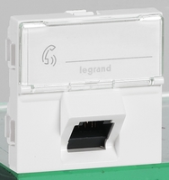 Механизм розетки компьютерной СП 2мод. Mosaic RJ45 кат.6A STP 45град. бел. Leg 076508 Legrand