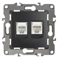Розетка комбинированная RJ45+RJ11, Эра12, антрацит, 12-3109-05 - Б0018252 ЭРА (Энергия света)