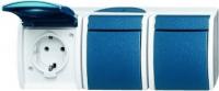 Розетка SCHUKO 16А 250В IP44, тройная, для открытого монтажа, серия ocean, цвет серый/сине-зелёный | 2084-0-0725 2CKA002084A0725 ABB