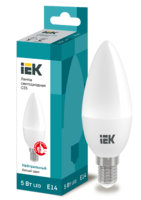 Лампа светодиодная Eco 5Вт C35 свеча 4000К нейтр. бел. E14 450лм 230-240В IEK LLE-C35-5-230-40-E14 (ИЭК)