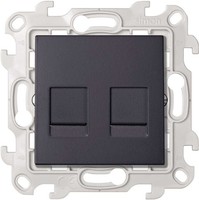 Розетка информационная 2xRJ45 Cat.6 UTP, цвет графит, Simon 24 Harmonie | 2410600-038