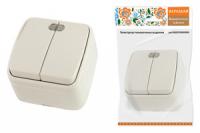 Выключатель 2-кл. открытой установки с подсветкой IP20 10А, сл. кость "Дача" Народная | SQ1824-0017 TDM ELECTRIC
