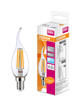 Светодиодная филаментная лампа LED STAR Classic BA 5W, прозрачная колба, Е14 LSCLBA60 CL 5W/840 230VFILE1410X1RU | 4058075212367 Osram