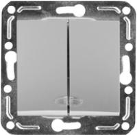 Механизм выключателя 2-кл. СП 10А IP20 V01-15-V22-М с индикацией серебр. Volsten 10029